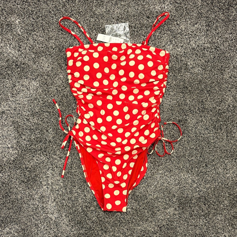 NWT J Crew Red Polka Dot Bathing Suit Size 6